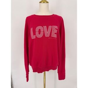 Spiritual Gangster LOVE Graphic Sweatshirt Pink Crew Neck Casual Women's Medium